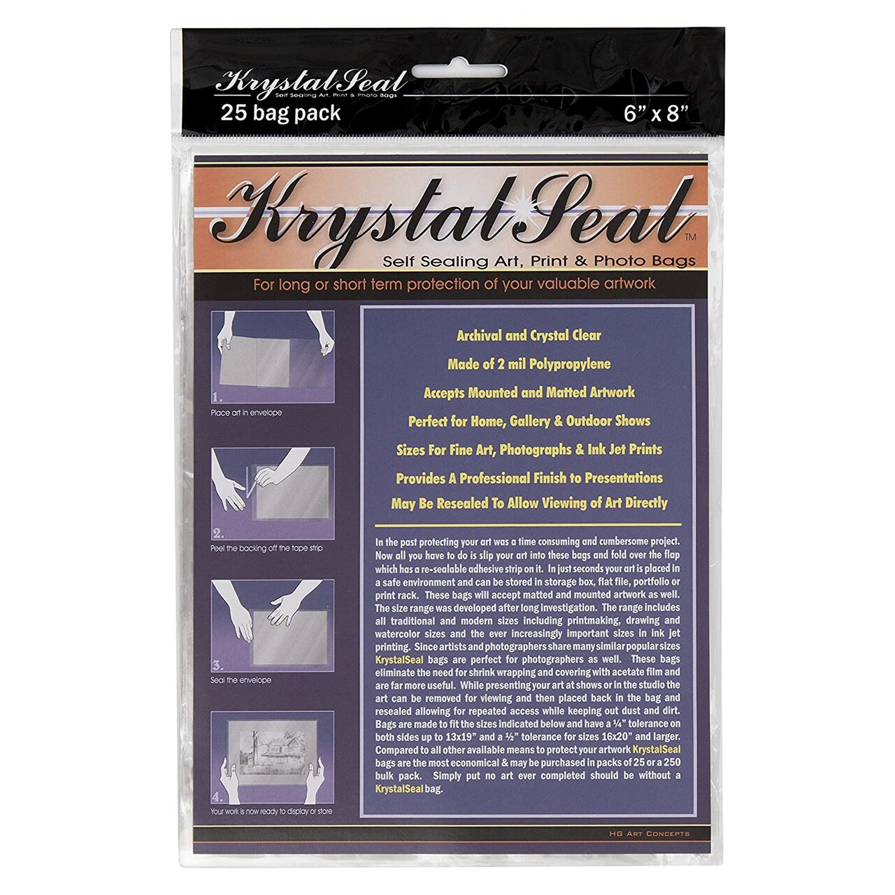 Creative Mark Krystal Seal ATC Art and Photo Bags - Archival Polyethylene Sealing Bags for Paintings, Artwork and Photo Storage
